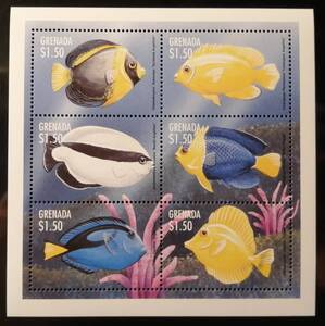 グレナダ(2) 魚(6種ミニシート) MNH