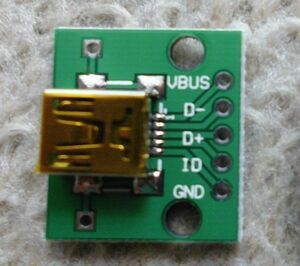 ミニＢメス USBコネクタ 実装ボード 2.54mm ミニUSB DIP アダプター プレートボード