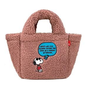 スヌーピー SNOOPY ボア ランチ ミニトートバッグ PINK