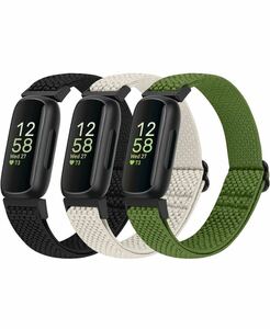 Fitbit Inspire 3/Inspire 2/Inspire/Inspire HR/Ace 2/Ace 3 バンドと互換性あり、伸縮性調節可能な交換用リストバンド3本