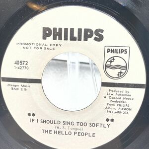 再生良好 EP The Hello People* If I Should Sing Too Softly / Pray For Rain Hello People Philips 40572 Promo US 1968