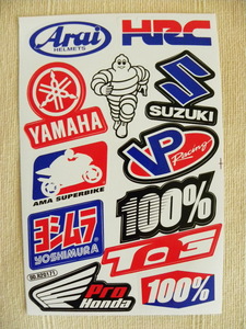 【ステッカー/シール】*1シート12枚付*46 arai hrc yamaha michelin suzuki yoshimura honda ama superbike vp racing motorsport