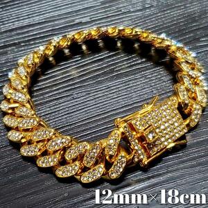  Miami кий van цепь браслет 12mm18cm плоский циркон Gold 