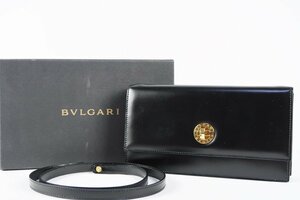 【超美品】BVLGARI ブルガリ カーフレザー クラッチ ショルダーバッグ ブラック 箱付き【OY70】