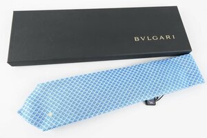 【新品同様・未使用】BVLGARI ブルガリ ネクタイ シルク100％ ブルー系 服飾 小物【OX5】