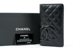 【超美品】CHANEL シャネル カンボンライン ココマーク 二つ折り長財布 レディース ブランドウォレット【OK58】