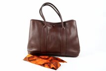 【美品】HERMES エルメス ガーデンパーティTPM □I刻 ハンドバッグ ブラウン ツイリースカーフ【PC46】_画像1