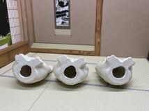 招き蛙 招きカエル 白　備前焼 置物 ３個セット 1-D Bizenware frog お土産 岡山土産 名産品 日本六古窯 happy 幸せを運ぶカエル 開運_画像8