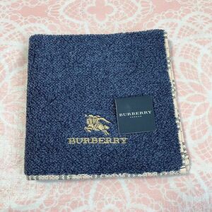 【人気柄】新品/BURBERRY/タオルハンカチ/正規品/バーバリー/綿100%/未使用/即決/匿名発送/ノバチェック/ハンドタオル/ホースマーク/紺色/3