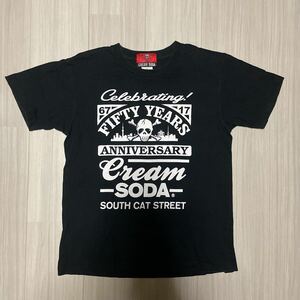 【中古】クリームソーダ 半袖 Tシャツ 英字 ドクロ Sサイズ 同梱可能