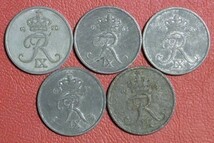デンマーク　2オーレ　5枚セット　21mm　コイン 硬貨_画像1