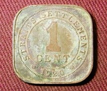 海峡植民地　1セント　1920年 K　20mm　コイン 硬貨 (B)_画像2