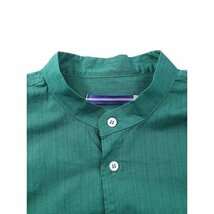 CristaSeya クリスタセヤ striped cotton summer Mao shirt バンドカラーシャツ グリーン サイズ:S レディース ITF6EM80ZK20_画像3