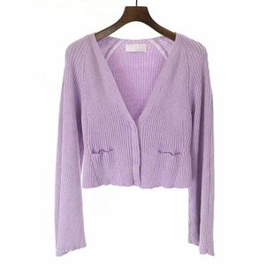 mame kurogouchi マメ クロゴウチ 22SS Washable Linen Knitted Cardigan リネンニットカーディガン パープル サイズ:1 IT03P1G2P0MY