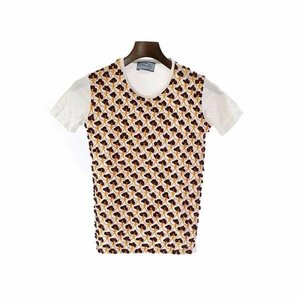 PRADA プラダ 13SS フラワーデザインクルーネックTシャツ ホワイト サイズ:36 レディース ITDI0JUWMK0C