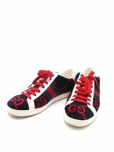 GUCCI グッチ テリークロス GGベルベット ローカットスニーカー ネイビー レッド 35 1/2 ITSJG5QVP8K0_画像1