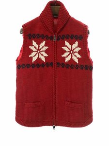 MONCLER モンクレール MAGLIONE TRICOT GILET ノルディックニットダウンベスト レッド L IT4IEMORR9QC