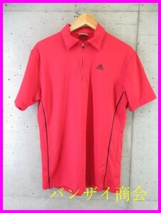 【送料300円可】001m9◆美品です◆吸汗速乾◆adidas golf アディダスゴルフ ハーフジッパー 半袖ドライポロシャツ M/ジャケット/ブルゾン