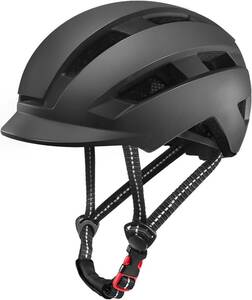 【送料無料】自転車 ヘルメット 一体成型 軽量 耐衝撃 高通気性 CE/CPSE認証 バイザー付 サイズ調整可 反射材付 男女兼用（新品・未使用）