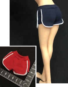 特価中送料84円)赤 1/6 サイドライン スポーティーショーツ ホットパンツ 女性 服 (検 DAMTOYS VERYCOOL TBleague phicen JIAOUDOLL ヨガ