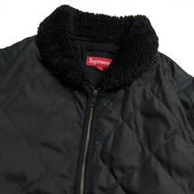 16AW SUPREME シュプリーム Quilted Nylon Tanker Jacket キルティング ナイロン タンカー ジャケット 襟ボア ワッペン ロゴ L ブラック_画像5