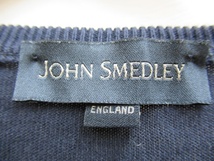 英国製 イギリス製 JOHN SMEDLEY ジョンスメドレー Vネック コットン ニット セーター 長袖 カットソー XS ネイビー 紺_画像3