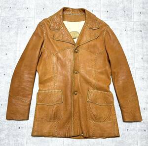 70s North beach leather leather jacket hand k rough tedo walnut button soft fine quality leather North Beach Leather 70 period sphere 8259