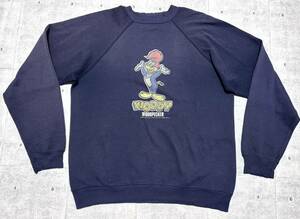 90s USA製 ウッディー・ウッドペッカー ラグラン スウェット トレーナー　　ヘインズ Hanes アメコミ Woody Woodpecker USA古着 玉8204