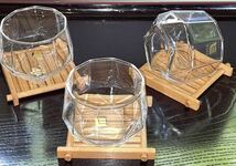 ◆ EDEL 冷茶グラス ３客 グラス＆ 竹製コースター付き◆ 未使用_画像2
