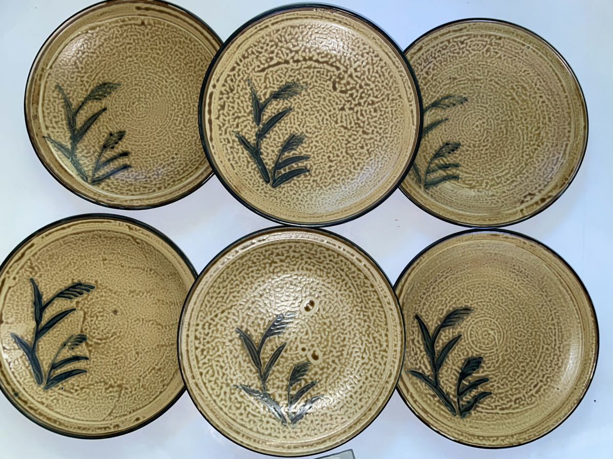 Vintage Tachiyoshi ■Retro♪ Rare♪ Tachikichi japanisches Inaho■ 6 Stück verfügbar Handbemalter mittlerer Teller Schwere Keramik unbenutzt, Japanisches Geschirr, Gericht, mittlerer Teller