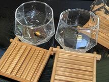 ◆ EDEL 冷茶グラス ３客 グラス＆ 竹製コースター付き◆ 未使用_画像8