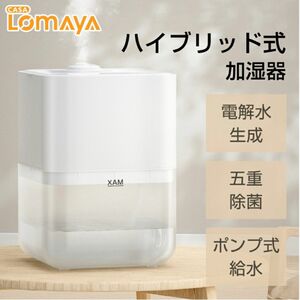 ハイブリッド加湿器 抗菌カードリッジ付き掃除ブラシ付き 5L 電解水除菌 微酸性電解水 6段階加湿量 UV除菌加熱除菌 