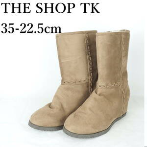 EB3447*THE SHOP TK*ザ ショップ ティーケー*レディースショートブーツ*35-22.5cm*ベージュ*