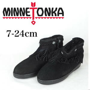 EB3450*MINNETONKA*ミネトンカ*レディースショートブーツ*7-24cm*黒