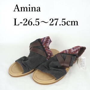 MK1950*未使用品*Amina*アミナ*メンズサンダル*L-26.5〜27.5cm*黒