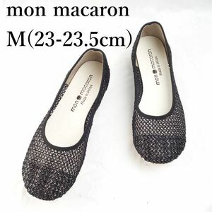 LK2827*mon macaron*モンマカロン*レディースバレエシューズ*M（23-23.5cm）*黒メッシュ