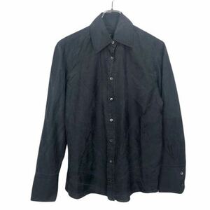 GUCCI Gucci lady's black silk 100 long sleeve shirt tops 38 inscription 