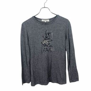  beautiful goods ICEBERG Iceberg lady's Minnie Mouse embroidery gray long sleeve knitted sweater tops 42 inscription 