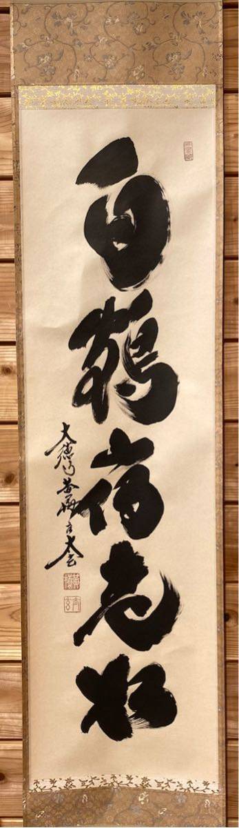 G316 掛軸 大徳寺 小林太玄 『白鶴宿老松』 共箱 『真作』 肉筆 一行書 真作】茶道具 『掛軸 「白鶴宿老松 大徳寺黄梅太玄」美品 小林太