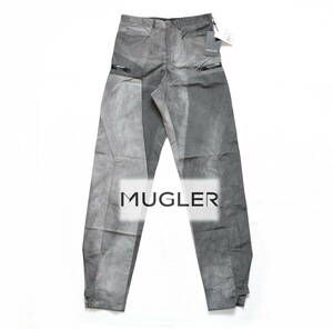 MUGLER (ミュグレー) 後染めが施されたポリ＆シルク生地の切り替えパンツ size38 タグ付き (定価8.7万円)