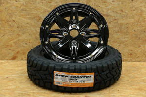 フェニーチェ RX2 14インチ 4.5J +43 4/100 グロスBK Gピアス TOYO オープンカントリー R/T 155/65R14 タイヤホイール4本セット 軽カーなど