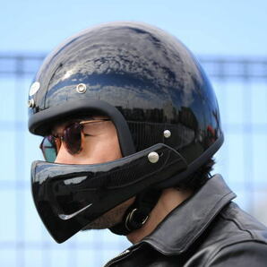 チンガード フェイスガード Chin guard ジェットヘルメット用 バイク用品 ヴィンテージ vintage クラシック 脱着後付 汎用.の画像3