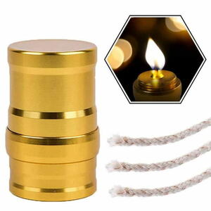 オイルランプ アルコールランプ 綿の芯 3本付き アウトドア サバイバル キャンプ アルミ製 GOLD ゴールド OIL LAMP