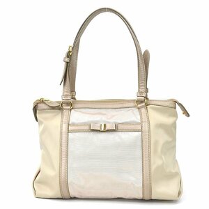 サルヴァトーレフェラガモ Salvatore Ferragamo ショルダーバッグ ヴァラリボン ナイロン/レザー ベージュ系 h29713a