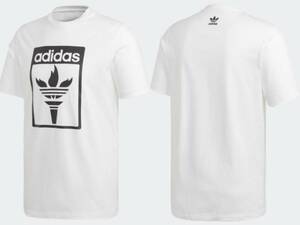 adidas originals トレフォイル トーチ 聖火 ビッグプリント Tシャツ O 定価4,939円 ホワイト メンズ 大きいサイズ オリンピック