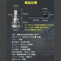 led d4s d4r ヘッドライト 16000 ルーメン 35W 爆光 即日発送 アルファード ヴェルファイア_画像3