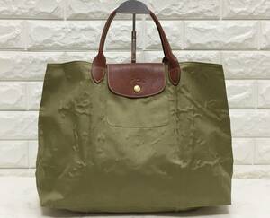 no16792 Longchamp ロンシャン フランス製 ルプリアージュ レザー ナイロン ハンド トート バッグ