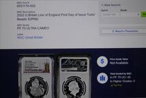 ♪ 【送料無料】２０２２ 英国 テューダービースト イングランドのライオン ２ポンド 銀貨 １オンス プルーフ NGC PF 70 UC FDOI　♪_画像9