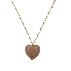 00 COACH Coach heart motif necklace pendant C7947 pink x Gold a little scratch . dirt equipped 