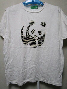 GOOD SPEED WWF パンダ Ｔシャツ・Ｌ（ゼブラ柄パンダ熊猫World Wide Fund for Nature世界自然保護基金）